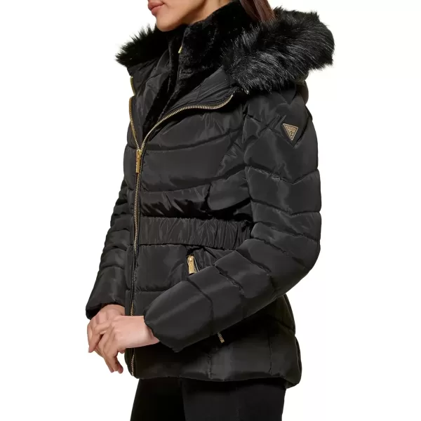 imageGUESS Womens Midweight Puffer JacketFur Lined Black