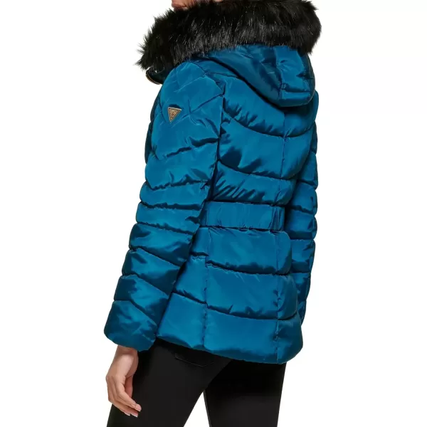 imageGUESS Womens Midweight Puffer JacketFur Lined Pea