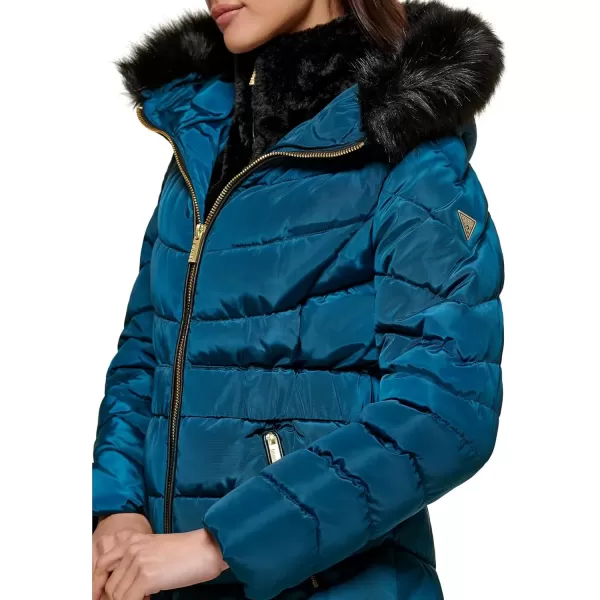 imageGUESS Womens Midweight Puffer JacketFur Lined Pea