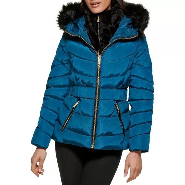 imageGUESS Womens Midweight Puffer JacketFur Lined Pea