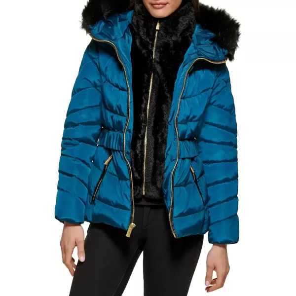 imageGUESS Womens Midweight Puffer JacketFur Lined Pea