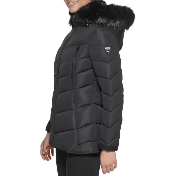 imageGUESS Womens Midweight Puffer JacketHooded Black