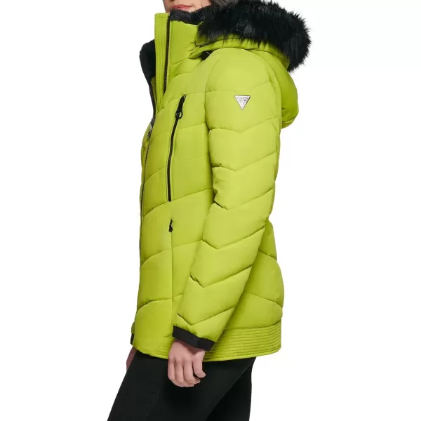 imageGUESS Womens Midweight Puffer JacketHooded Lime