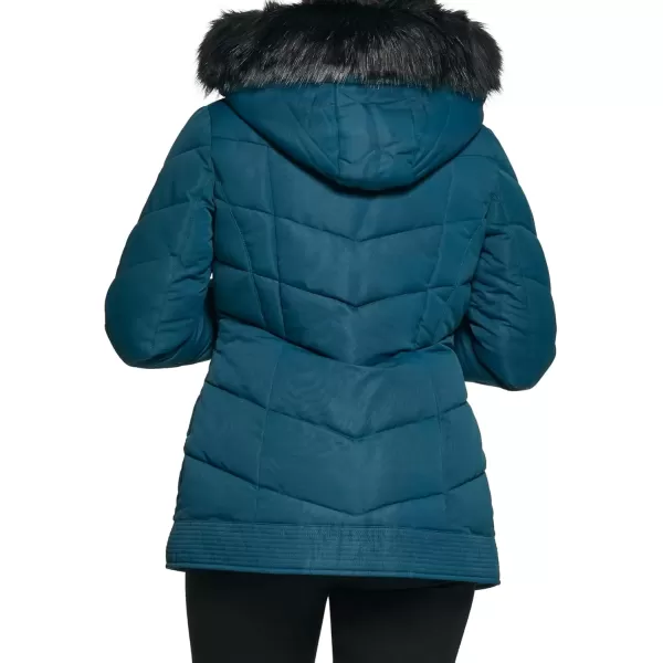 imageGUESS Womens Midweight Puffer JacketHooded Teal