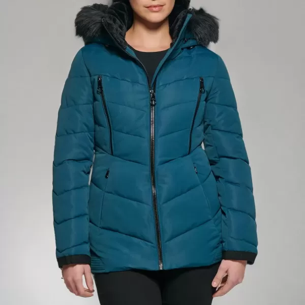 imageGUESS Womens Midweight Puffer JacketHooded Teal