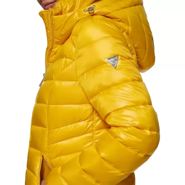 imageGUESS Womens Midweight Puffer JacketQuilted Neon Yellow 2