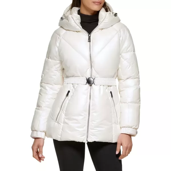 imageGUESS Womens Midweight Puffer JacketShort Belted Ecr