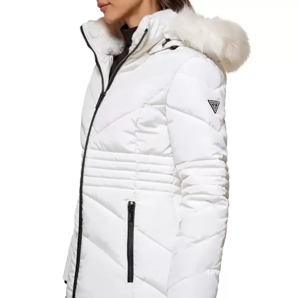 imageGUESS Womens Midweight Puffer JacketShort Puffer Milk