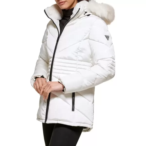 imageGUESS Womens Midweight Puffer JacketShort Puffer Milk