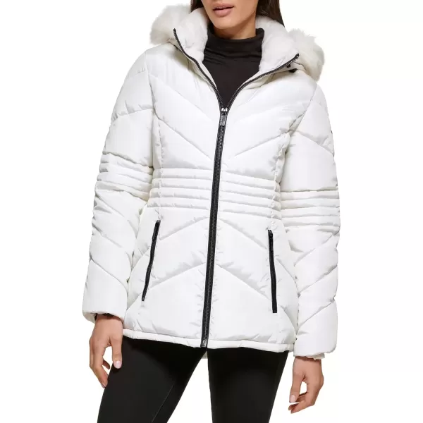 imageGUESS Womens Midweight Puffer JacketShort Puffer Milk