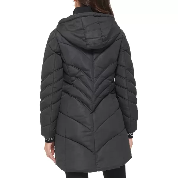 imageGUESS Womens Midweight Puffer JacketWater Resistant Charcoal