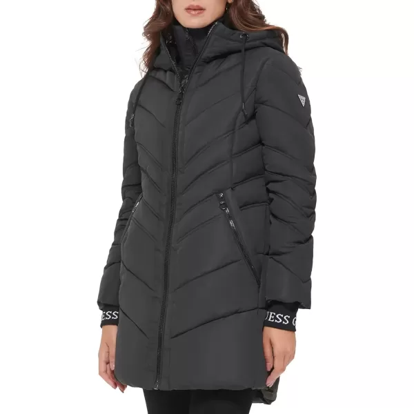 imageGUESS Womens Midweight Puffer JacketWater Resistant Charcoal