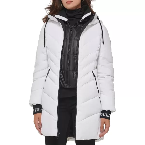 imageGUESS Womens Midweight Puffer JacketWater Resistant White