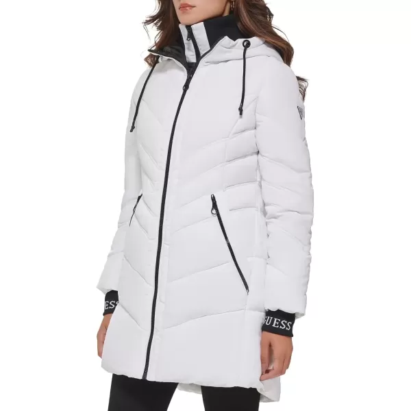 imageGUESS Womens Midweight Puffer JacketWater Resistant White