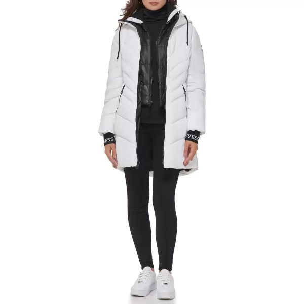 imageGUESS Womens Midweight Puffer JacketWater Resistant White