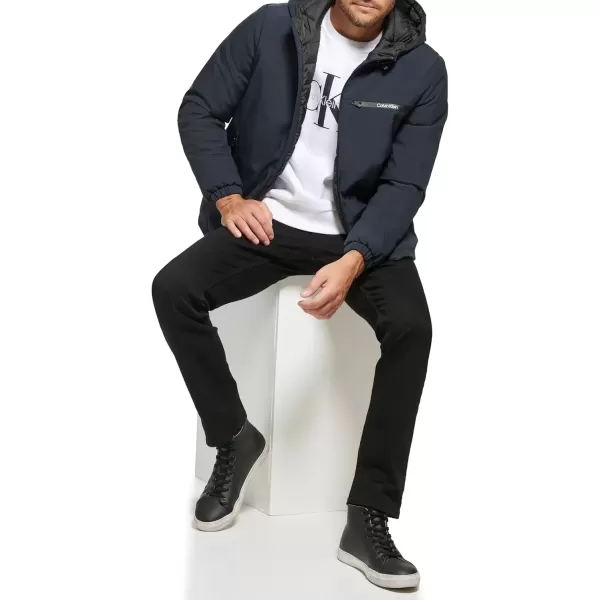 imageCalvin Klein Mens Hooded WindbreakerClassic Hooded Navy