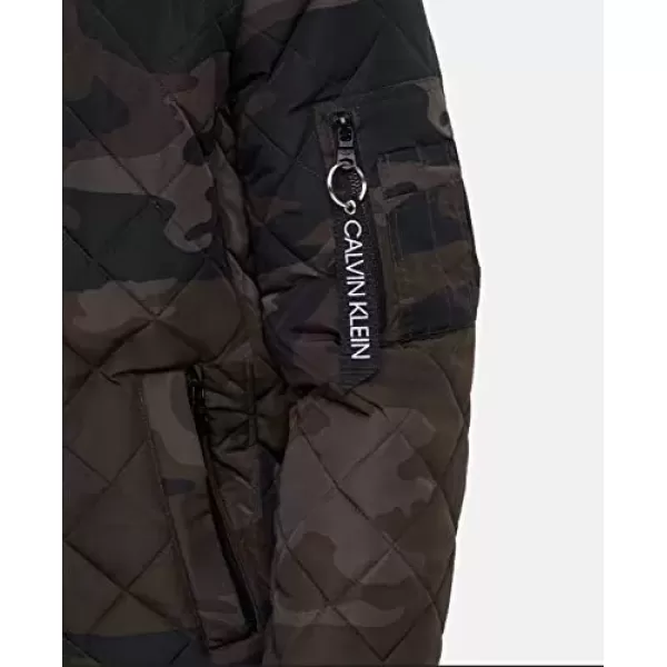 imageCalvin Klein mens Quilted Zipper Detail Flight JacketOlive Camo