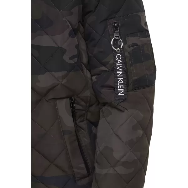 imageCalvin Klein mens Quilted Zipper Detail Flight JacketOlive Camo