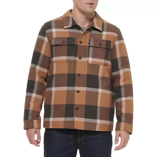 imageLevis Mens Classic Plaid Shirt JacketBrown Caf Plaid