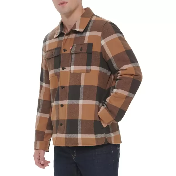 imageLevis Mens Classic Plaid Shirt JacketBrown Caf Plaid