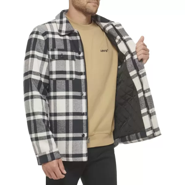 imageLevis Mens Classic Plaid Shirt JacketCream Navy Plaid