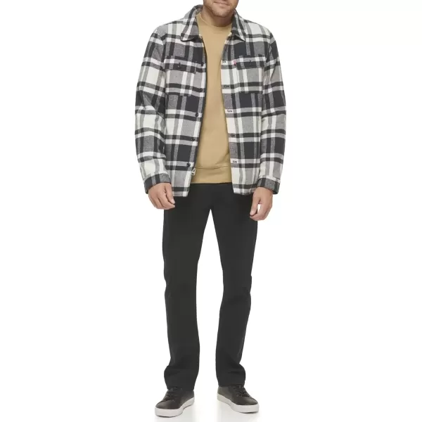 imageLevis Mens Classic Plaid Shirt JacketCream Navy Plaid