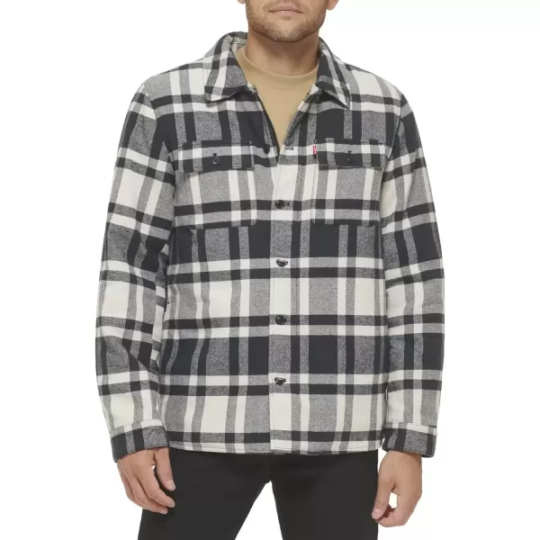 imageLevis Mens Classic Plaid Shirt JacketCream Navy Plaid