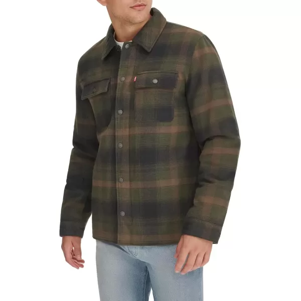 imageLevis Mens Classic Plaid Shirt JacketGreen Ombre Plaid