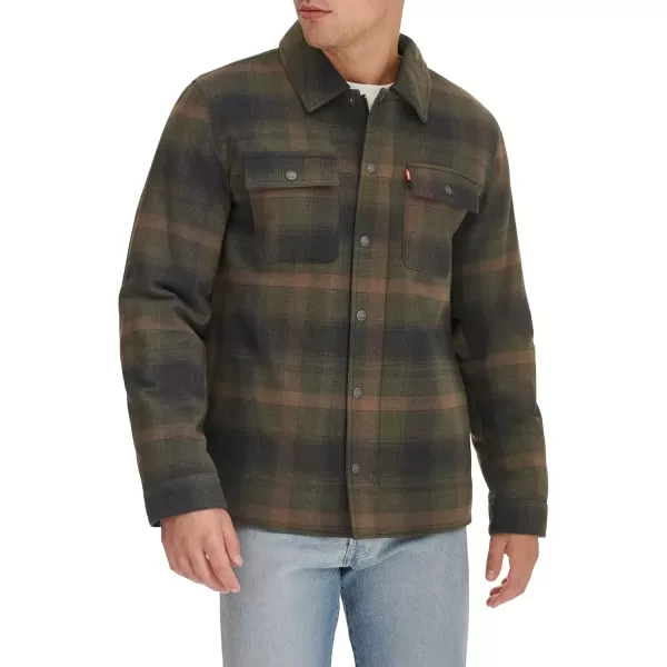 imageLevis Mens Classic Plaid Shirt JacketGreen Ombre Plaid