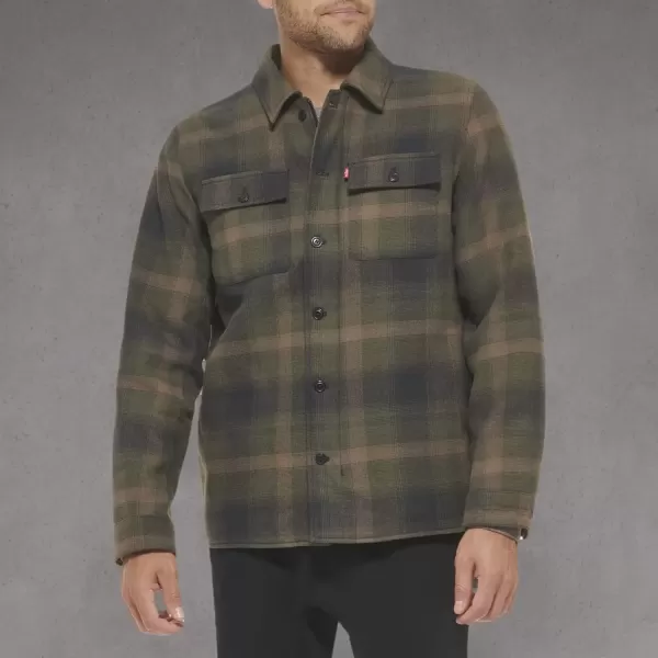 imageLevis Mens Classic Plaid Shirt JacketGreen Ombre Plaid