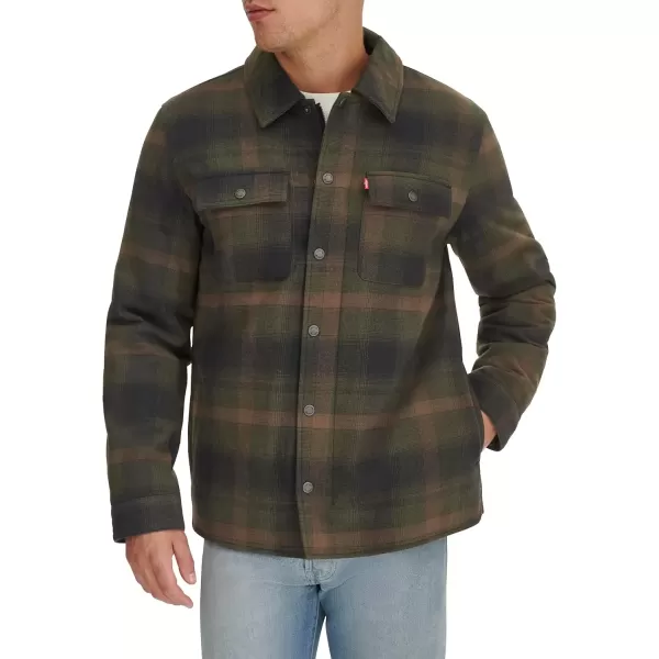 imageLevis Mens Classic Plaid Shirt JacketGreen Ombre Plaid