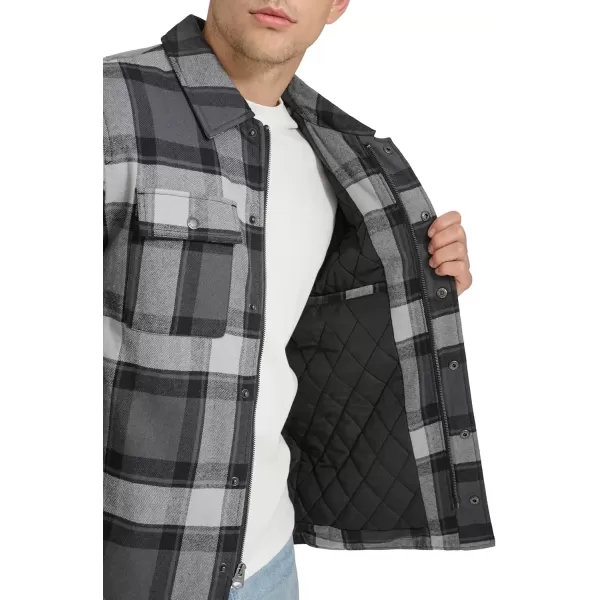 imageLevis Mens Classic Plaid Shirt JacketGrey Black Plaid Filled