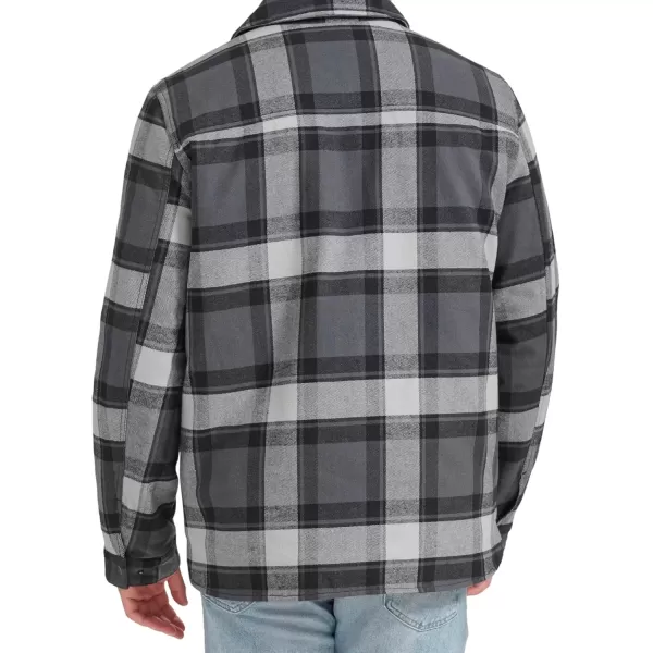 imageLevis Mens Classic Plaid Shirt JacketGrey Black Plaid Filled