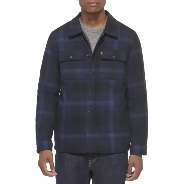 imageLevis Mens Classic Plaid Shirt JacketNavy Ombre Plaid