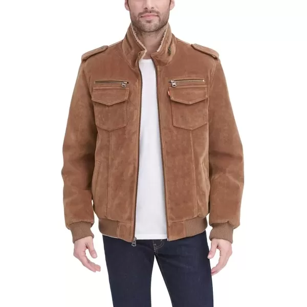 imageLevis Mens Faux Leather Aviator Bomber Jacket Regular ampamp Big ampamp Tall SizesCognac