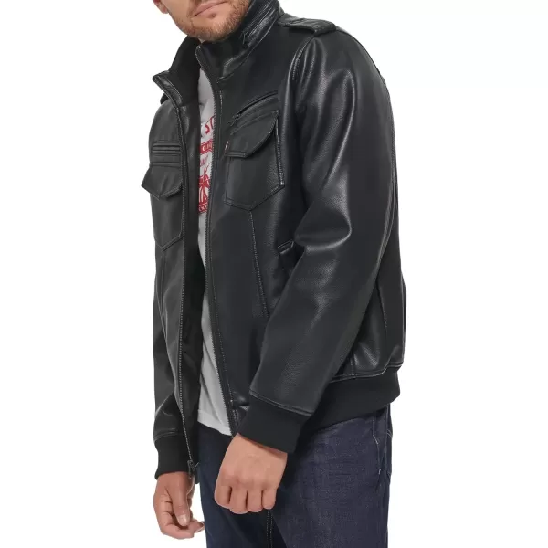 imageLevis Mens Faux Leather Aviator Bomber Jacket Regular ampamp Big ampamp Tall SizesDark Black