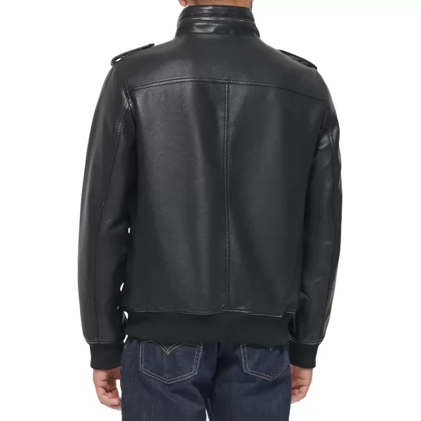 imageLevis Mens Faux Leather Aviator Bomber Jacket Regular ampamp Big ampamp Tall SizesDark Black