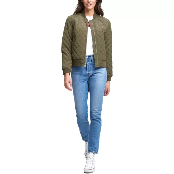 imageLevis Womens Diamond Quilted Bomber Jacket Regular ampamp Plus SizeArmy Green