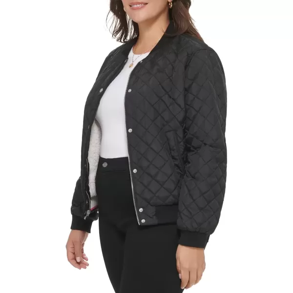 imageLevis Womens Diamond Quilted Bomber Jacket Regular ampamp Plus SizeBlack Sherpa Lined