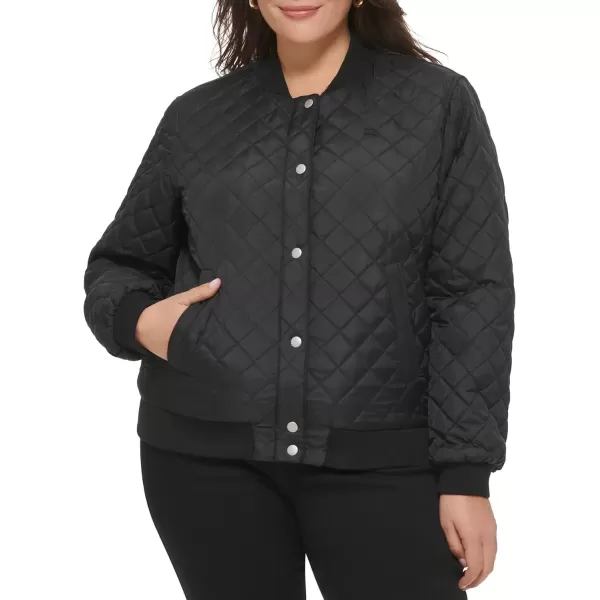 imageLevis Womens Diamond Quilted Bomber Jacket Regular ampamp Plus SizeBlack Sherpa Lined