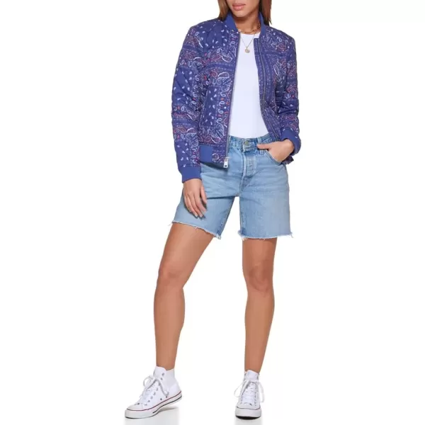 imageLevis Womens Diamond Quilted Bomber Jacket Regular ampamp Plus SizeBlue Bandana