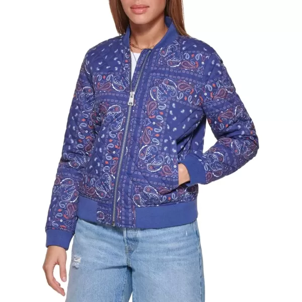 imageLevis Womens Diamond Quilted Bomber Jacket Regular ampamp Plus SizeBlue Bandana