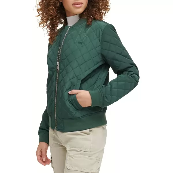 imageLevis Womens Diamond Quilted Bomber Jacket Regular ampamp Plus SizeDarkest Spruce