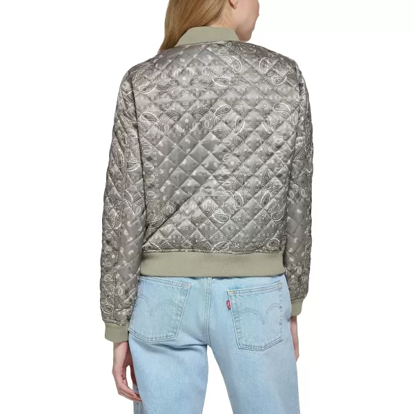 imageLevis Womens Diamond Quilted Bomber Jacket Regular ampamp Plus SizeGreen Faded Bandana