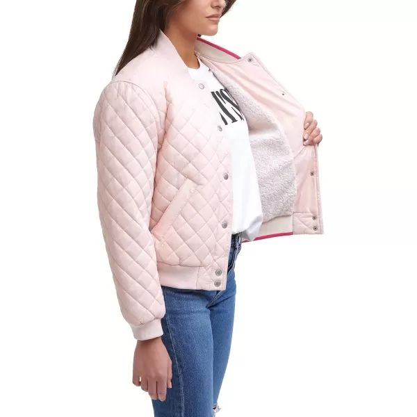 imageLevis Womens Diamond Quilted Bomber Jacket Regular ampamp Plus SizePeach Blush Sherpa Lined