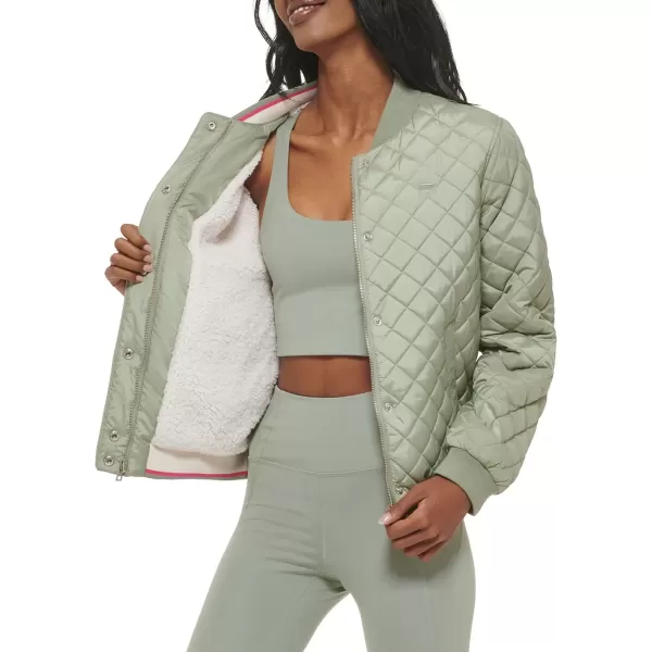 imageLevis Womens Diamond Quilted Bomber Jacket Regular ampamp Plus SizeSeafoam Sherpa Lined