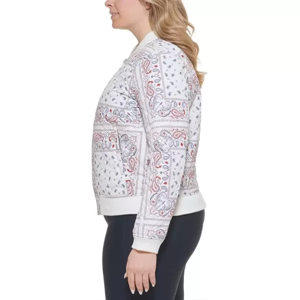 imageLevis Womens Diamond Quilted Bomber Jacket Regular ampamp Plus SizeWhite Navy Bandana