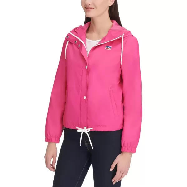 imageLevis Womens Retro Hooded Rain Windbreaker Jacket Standard ampamp Plus SizesHot Pink