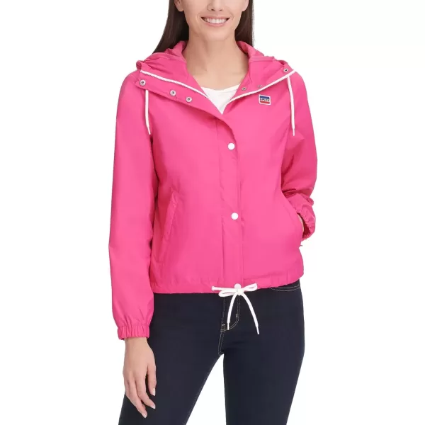 imageLevis Womens Retro Hooded Rain Windbreaker Jacket Standard ampamp Plus SizesHot Pink