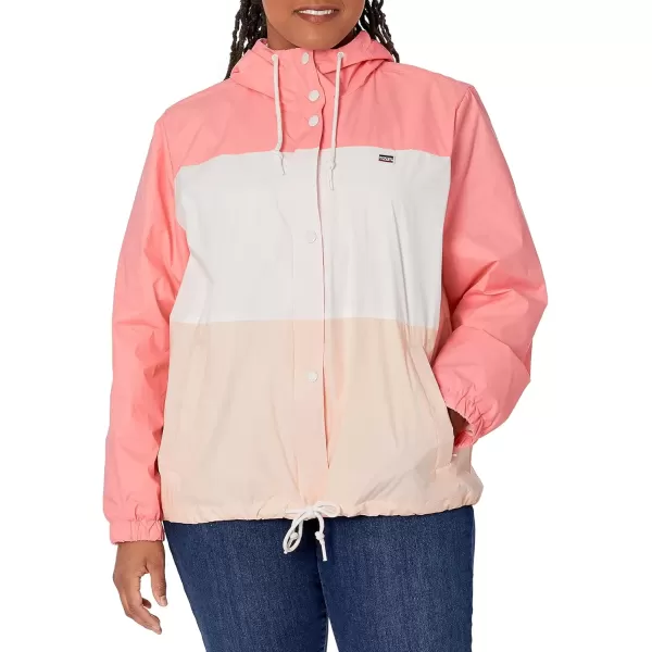 imageLevis Womens Retro Hooded Rain Windbreaker Jacket Standard ampamp Plus SizesScallop Shell Colorblock